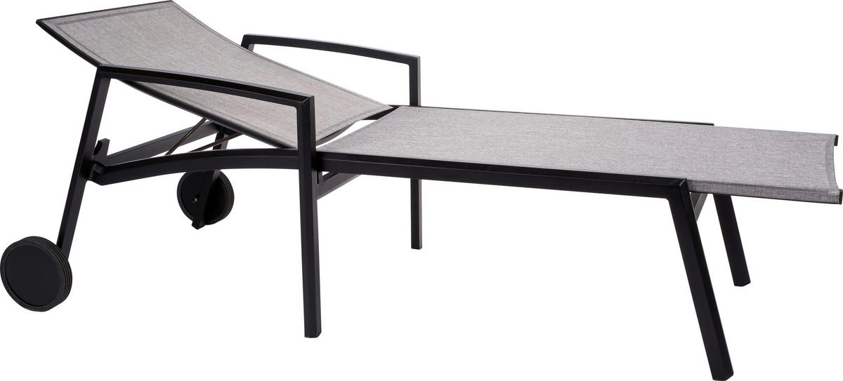 GARTENLIEGE 83/65/205 cm  - Schwarz/Grau, Basics, Textil/Metall (83/65/205cm) - Stern