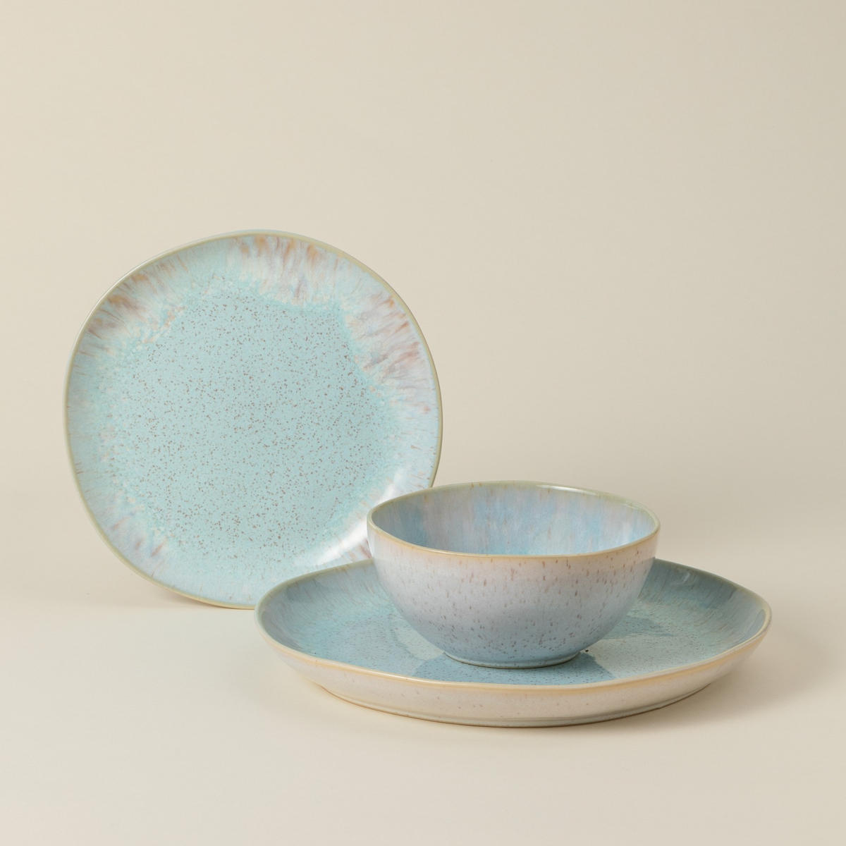 KOMBISERVICE Creme, Pastellblau EIVISSA 12-teilig 4 Personen  - Pastellblau/Creme, Basics, Keramik - Costa Nova