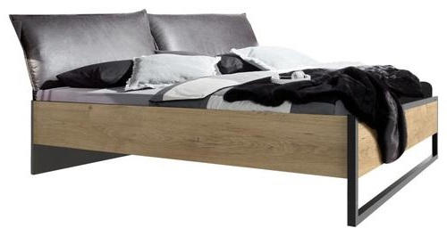 Pat, 160/200 cm, grafit, culoare lemn stejar