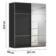 SCHWEBETÜRENSCHRANK  in Schwarz  - Chromfarben/Schwarz, KONVENTIONELL, Glas/Holzwerkstoff (201/223/68cm) - Novel
