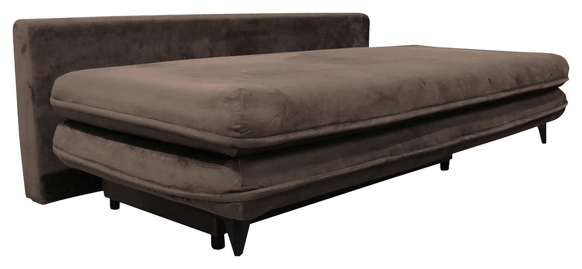 SCHLAFSOFA Velours Braun  - Schwarz/Braun, Design, Kunststoff/Textil (217/73/86/106cm) - MID.YOU