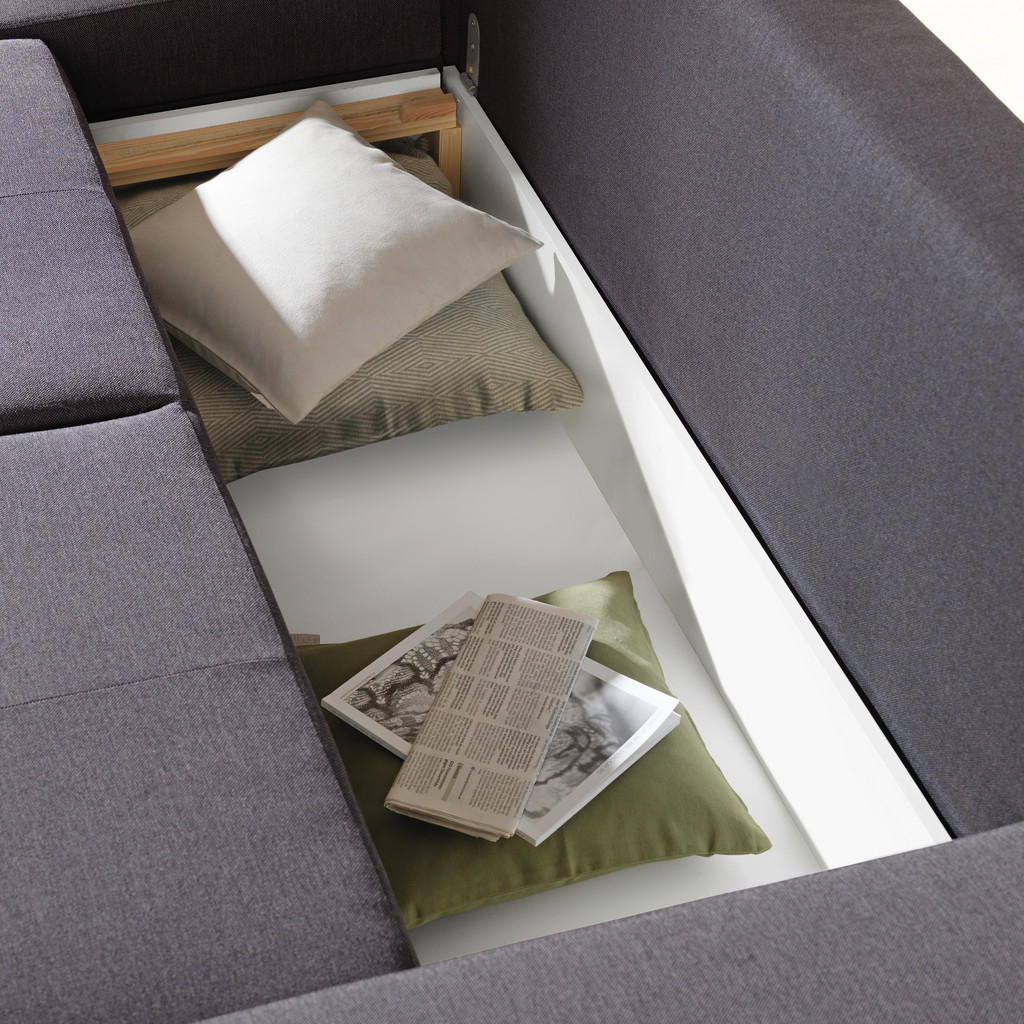 Thumbnail - Carryhome Ecksofa, Anthrazit, Dunkelgrau, Textil, 4-Sitzer, Füllung: Schaumstoff, Ottomane rechts, seitenverkehrt montie...