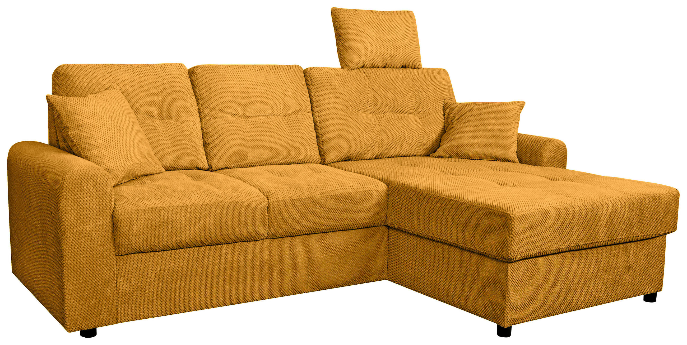 ECKSOFA Currygelb Chenille  - Currygelb/Schwarz, KONVENTIONELL, Kunststoff/Textil (232/153cm) - Carryhome