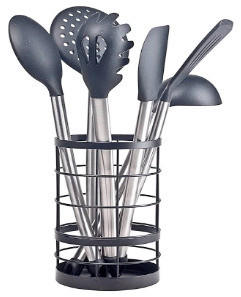 DRŽAČ PRIBORA  - boje oplemenjenog čelika/crna, Basics, metal (12/12/19cm)