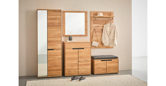 GARDEROBENSCHRANK  in 70/196/40 cm  - Eichefarben/Schwarz, KONVENTIONELL, Glas/Holz (70/196/40cm) - Linea Natura