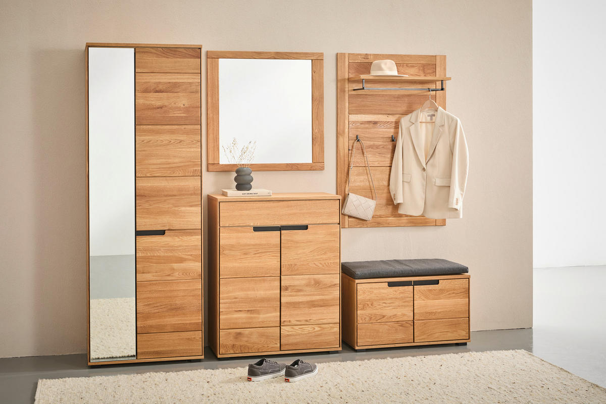 GARDEROBENSCHRANK  in 70/196/40 cm  - Eichefarben/Schwarz, KONVENTIONELL, Glas/Holz (70/196/40cm) - Linea Natura