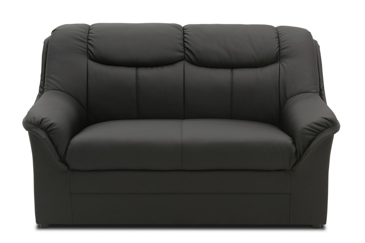 2-SITZER-SOFA BERLIN FK Lederlook Schwarz  - Schwarz, KONVENTIONELL, Kunststoff/Textil (143/89/90cm) - MID.YOU
