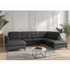 WOHNLANDSCHAFT in Vliesstoff Kombination Echtleder/Stoff Schwarz  - Schwarz, MODERN, Leder/Textil (164/319/212cm) - Sit & More