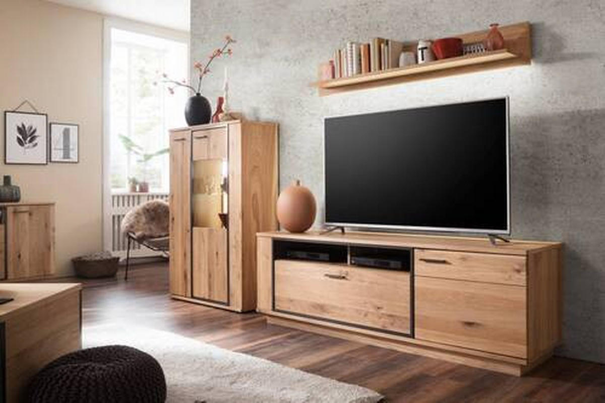WOHNWAND  in Anthrazit, Eichefarben 280/175/50 cm  - Eichefarben/Anthrazit, Konventionell, Glas/Holz (280/175/50cm) - Landscape