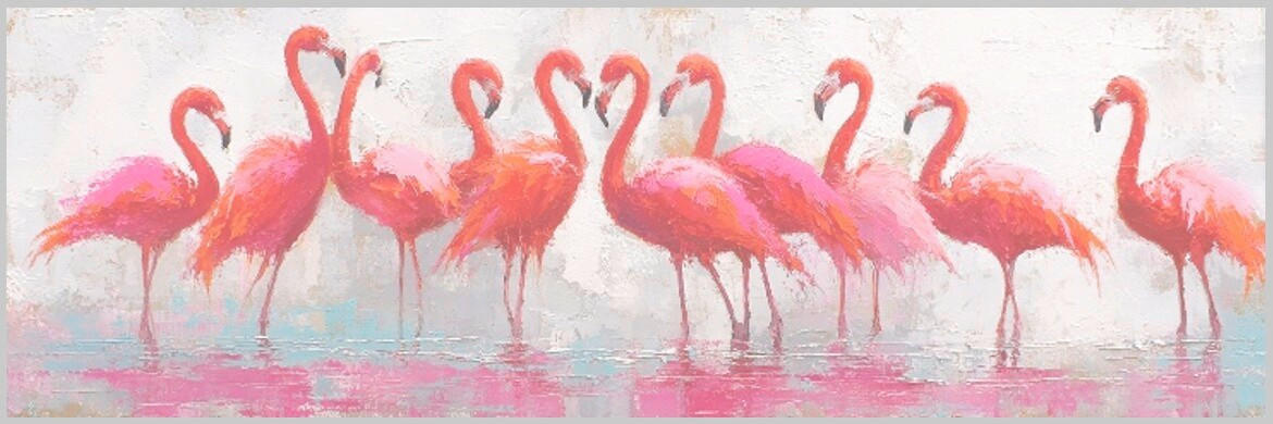ALUMINIUMBILD Tiere Flamingoes - Colour Effect  - Multicolor, Design, Metall (60/180/4cm) - Euroart
