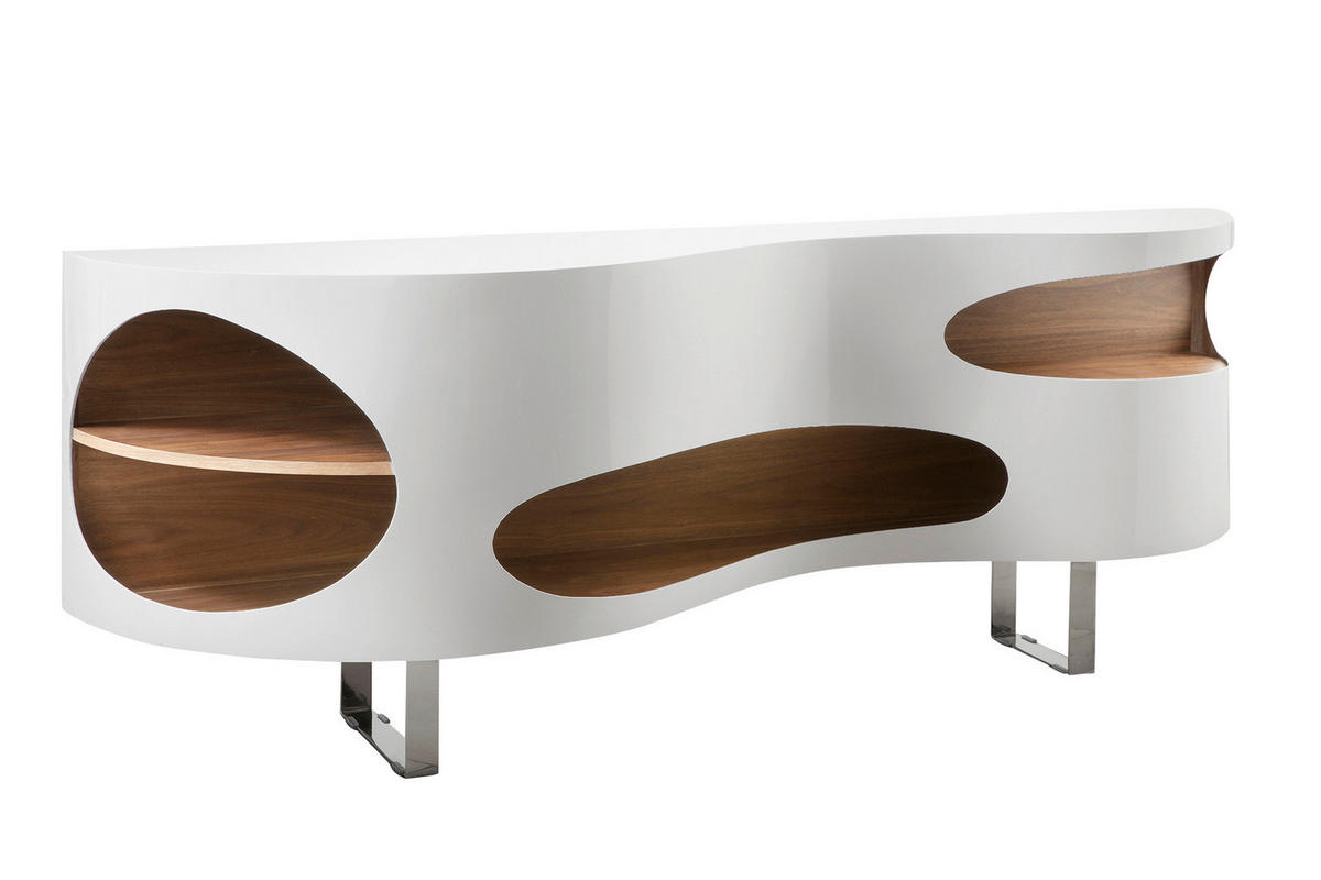 SIDEBOARD  in 200/60/50 cm  - Weiß Hochglanz/Silberfarben, Design, Holzwerkstoff/Metall (200/60/50cm) - Livetastic
