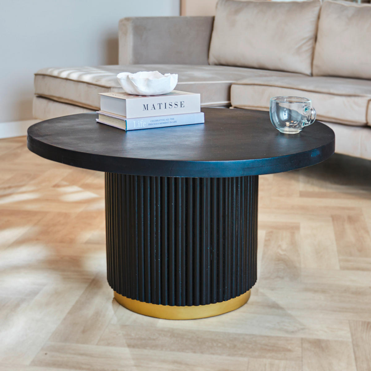 COUCHTISCH in Holz 80/80/45 cm  - Goldfarben/Schwarz, MODERN, Holz (80/80/45cm) - MID.YOU