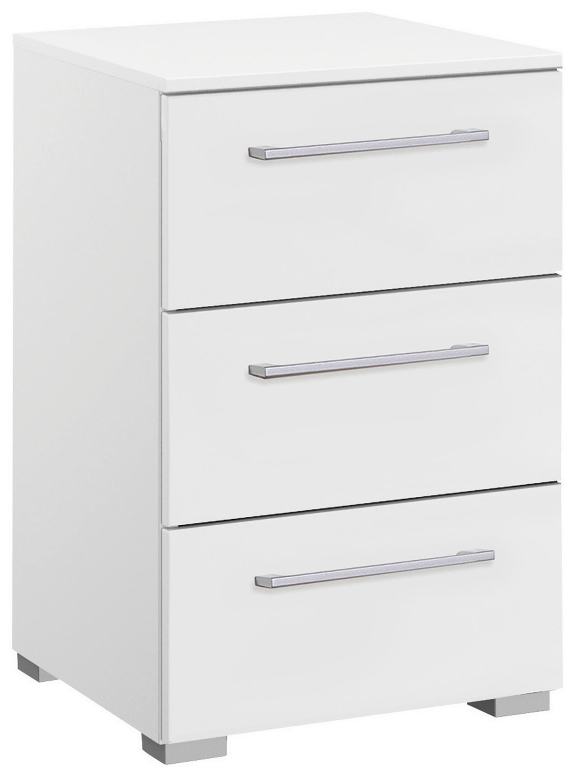 NACHTKÄSTCHEN 40/61/42 cm  in Weiß  - Silberfarben/Alufarben, Design, Holzwerkstoff/Kunststoff (40/61/42cm) - Novel