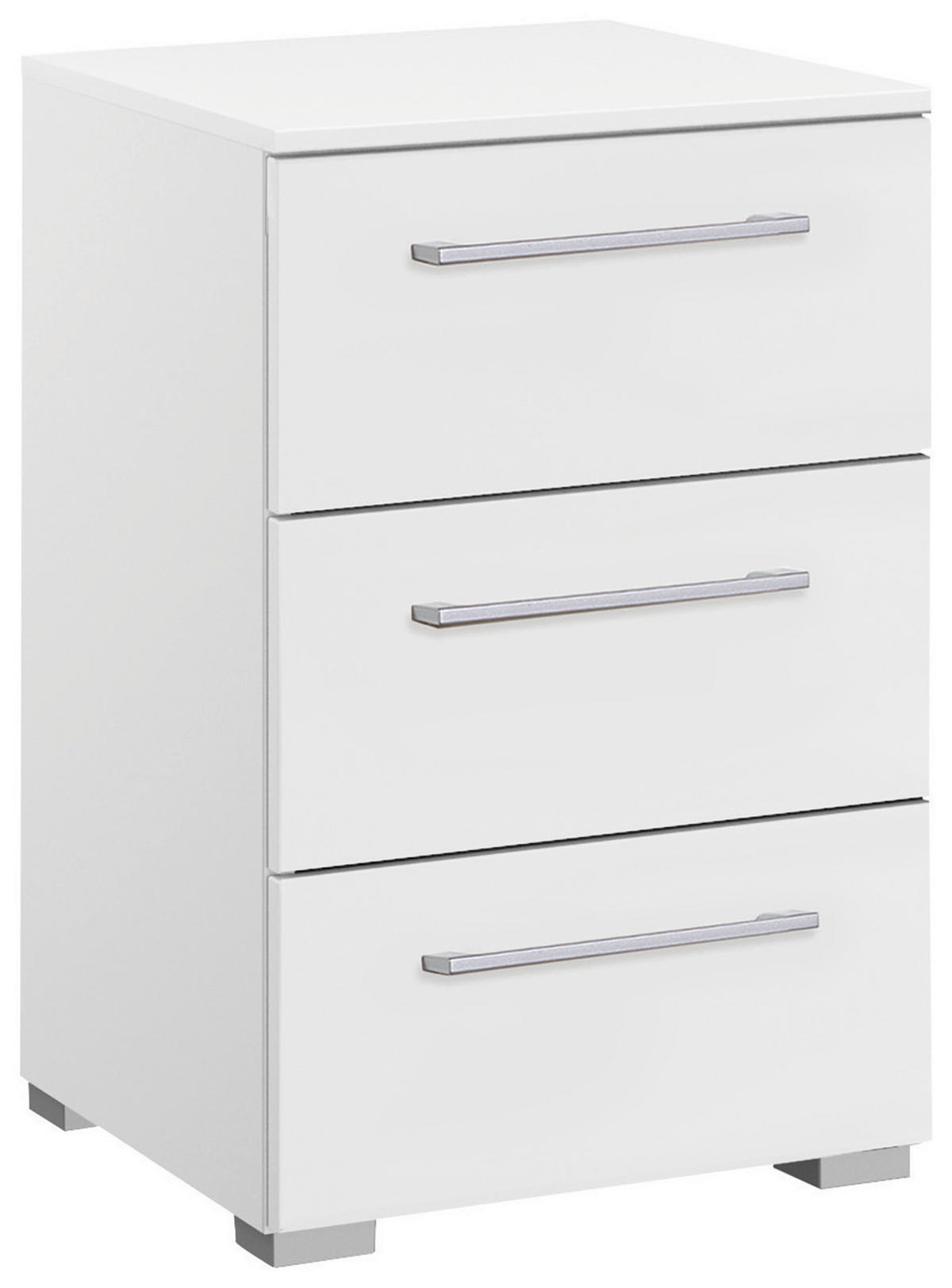 NACHTKÄSTCHEN 40/61/42 cm  in Weiß  - Silberfarben/Alufarben, Design, Holzwerkstoff/Kunststoff (40/61/42cm) - Novel