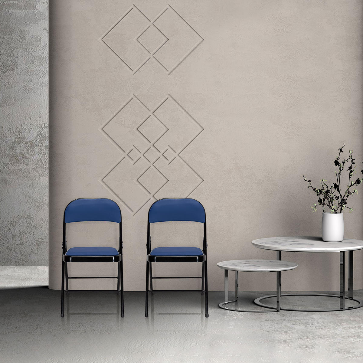 KLAPPSTUHL in Metall, Textil Blau, Schwarz  - Blau/Schwarz, Basics, Textil/Metall (44/80/49cm) - MID.YOU