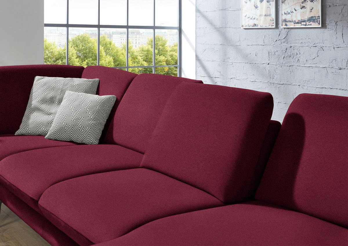 WOHNLANDSCHAFT Rot, Bordeaux Webstoff  - Bordeaux/Rot, Design, Textil/Metall (208/344/180cm) - Dieter Knoll