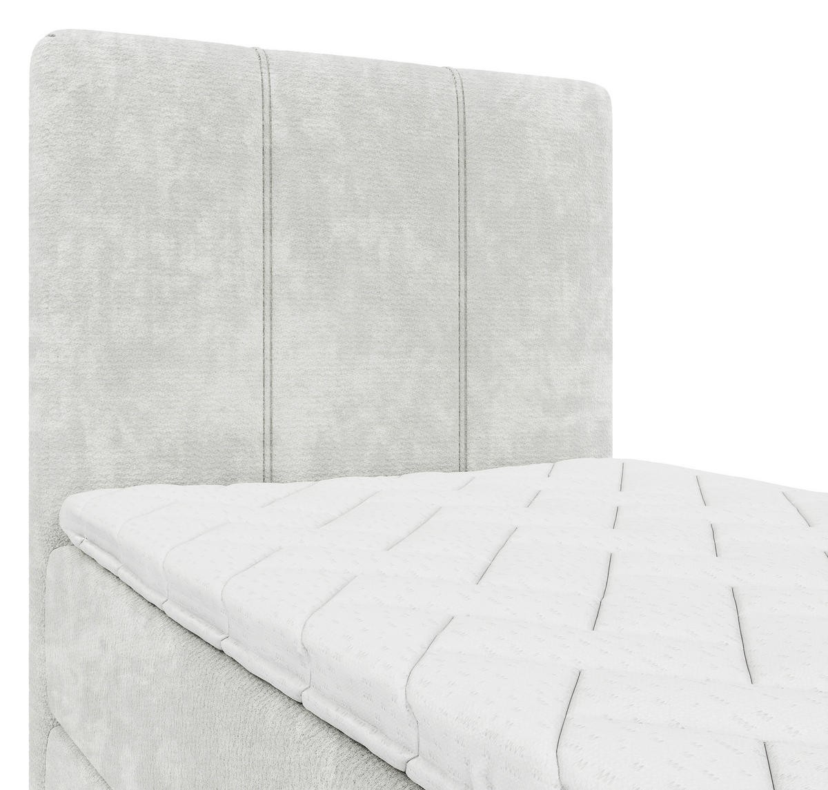 BOXBETT 70/200 cm,  in Creme, Matratze, gepolstertes Kopfteil, Bettkasten, Topper, H3 = fest  - Creme/Schwarz, Design, Holzwerkstoff/Kunststoff (70/200cm) - Esposa