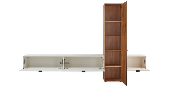 WOHNWAND in Weiß, Eichefarben 320,7/205,5/37,1 cm - Eichefarben/Weiß, Design, Glas/Holz (320,7/205,5/37,1cm) - Dieter Knoll