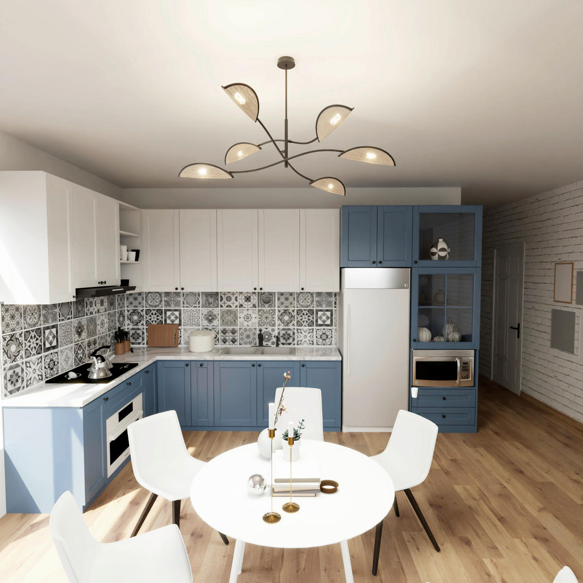 DECKENLEUCHTE 105/105/59 cm  - Hellbraun/Schwarz, LIFESTYLE, Textil/Metall (105/105/59cm)