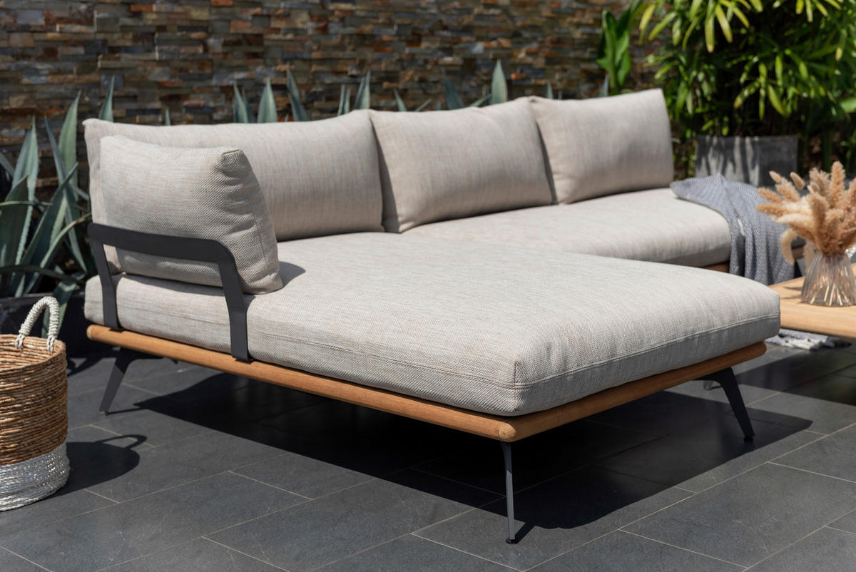 LOUNGEGARNITUR 150/280 cm Aluminium, Stahl  - Greige/Dunkelgrau, Design, Textil/Metall (150/280cm) - Amatio