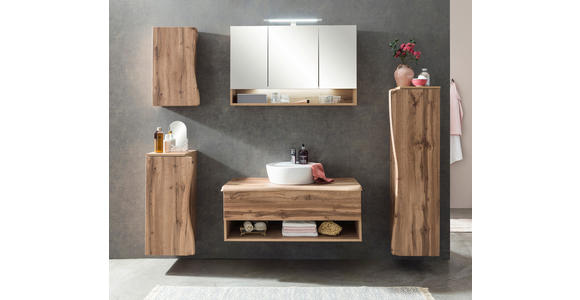 MIDISCHRANK 30/130/35 cm - Eiche Wotan/Silberfarben, Natur, Holzwerkstoff/Kunststoff (30/130/35cm) - Xora