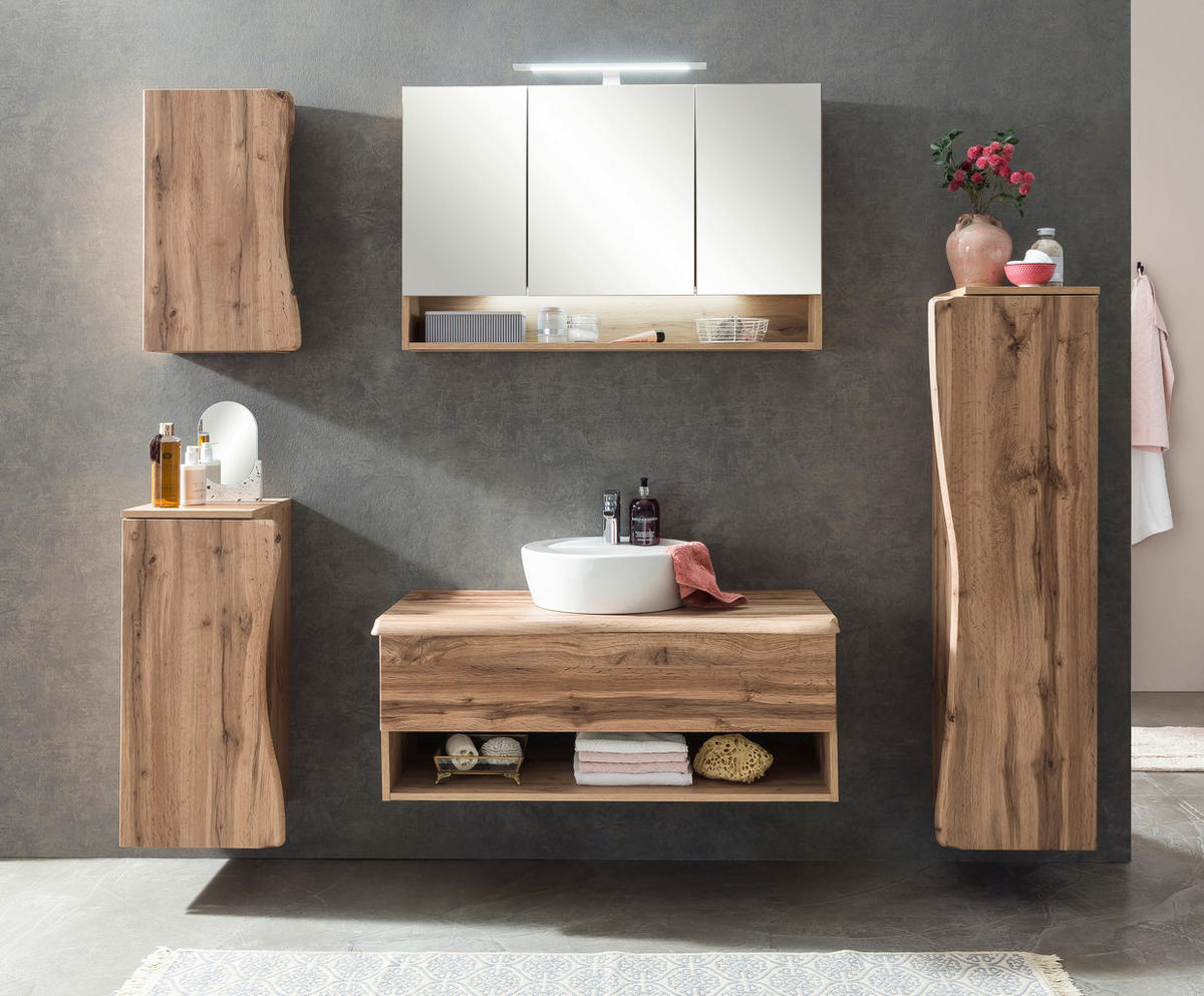 SPIEGELSCHRANK 100/64/20 cm  - Chromfarben/Eiche Wotan, Natur, Glas/Holzwerkstoff (100/64/20cm) - Xora