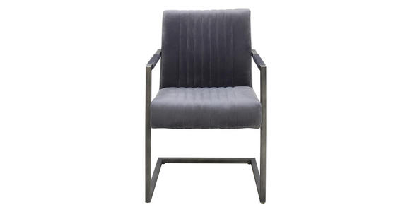 ARMLEHNSTUHL in Eisen Samt - Schwarz/Grau, Trend, Textil/Metall (54/91/63cm) - Ambia Home
