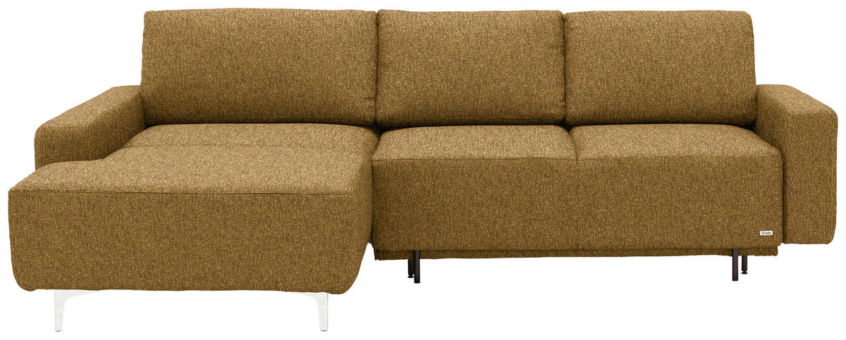 ECKSOFA  in Mikrovelours Senfgelb  160/248 cm  - Senfgelb/Alufarben, Design, Textil/Metall (160/248cm) - Sedda