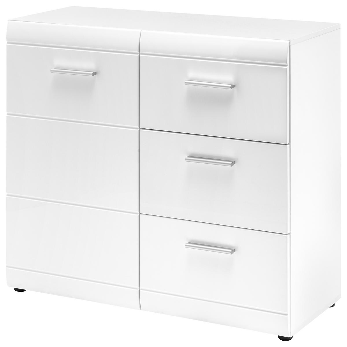 KOMODA   96/86/40 cm   bijela  - bijela/srebrne boje, Design, drvni materijal/plastika (96/86/40cm) - Xora