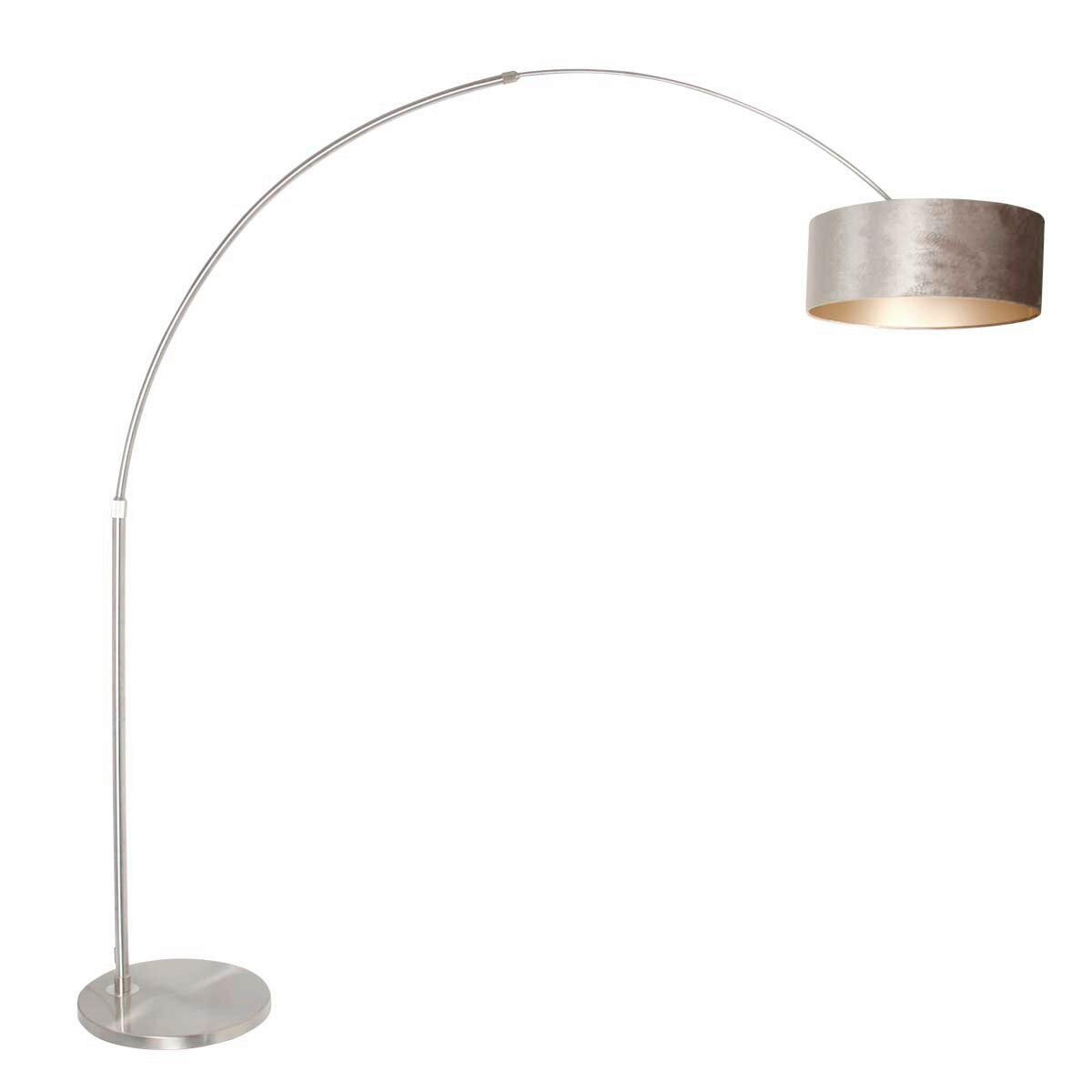 STEHLEUCHTE SPARKLED LIGHT 50/240/230 cm  - Taupe/Edelstahlfarben, Trend, Leder/Metall (50/240/230cm)