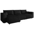 ECKSOFA Anthrazit Cord Zierkissen, Rückenkissen, Schlaffunktion, Rücken echt  - Anthrazit/Schwarz, MODERN, Kunststoff/Textil (350/168cm) - Xora