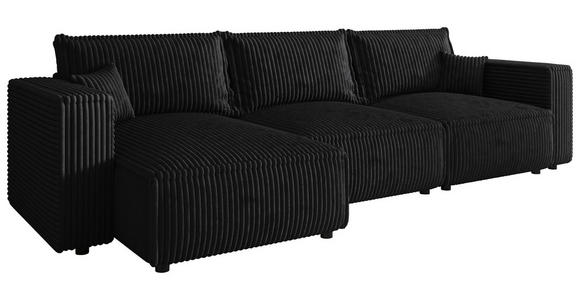 ECKSOFA Anthrazit Cord Zierkissen, Rückenkissen, Schlaffunktion, Rücken echt  - Anthrazit/Schwarz, MODERN, Kunststoff/Textil (350/168cm) - Xora