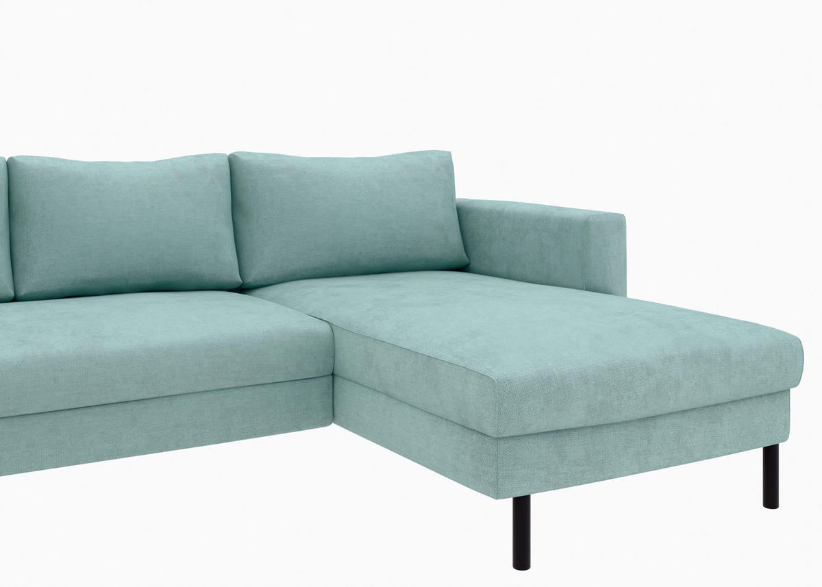 WOHNLANDSCHAFT Mintgrün Struktur  - Schwarz/Mintgrün, MODERN, Textil/Metall (161/306/161cm) - Trendmanufaktur