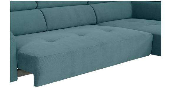 ECKSOFA Türkis Feincord - Türkis/Schwarz, Design, Textil/Metall (280/205cm) - Xora