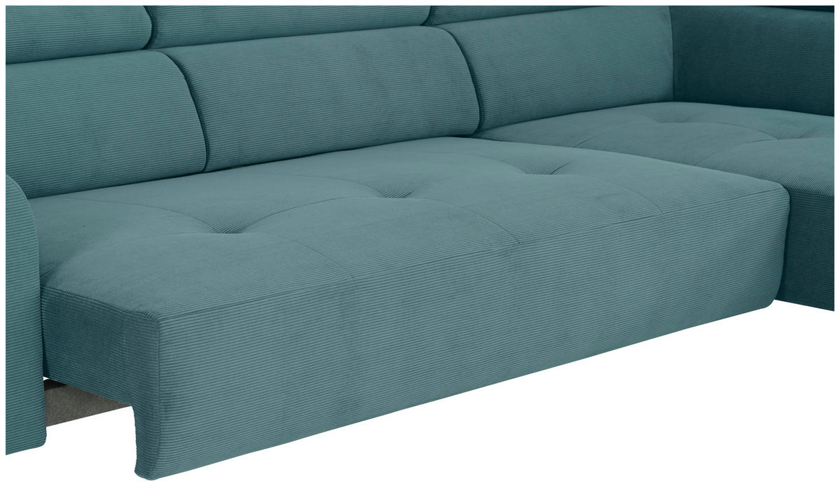 ECKSOFA Türkis Feincord  - Türkis/Schwarz, Design, Textil/Metall (280/205cm) - Xora