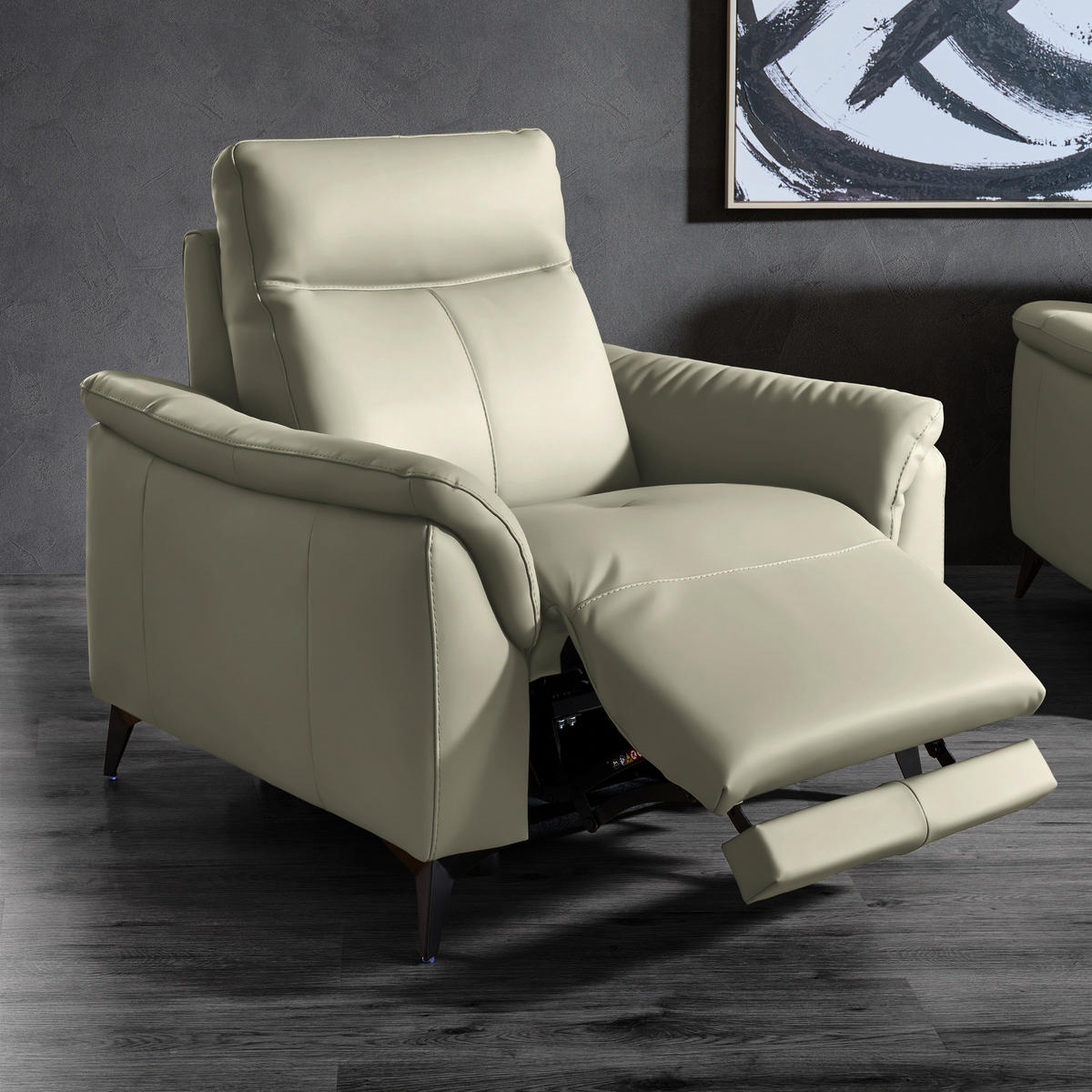 FOTELJA koža  srebrne boje   - srebrne boje/crna, Design, koža/metal (116/105/98cm) - Belluti