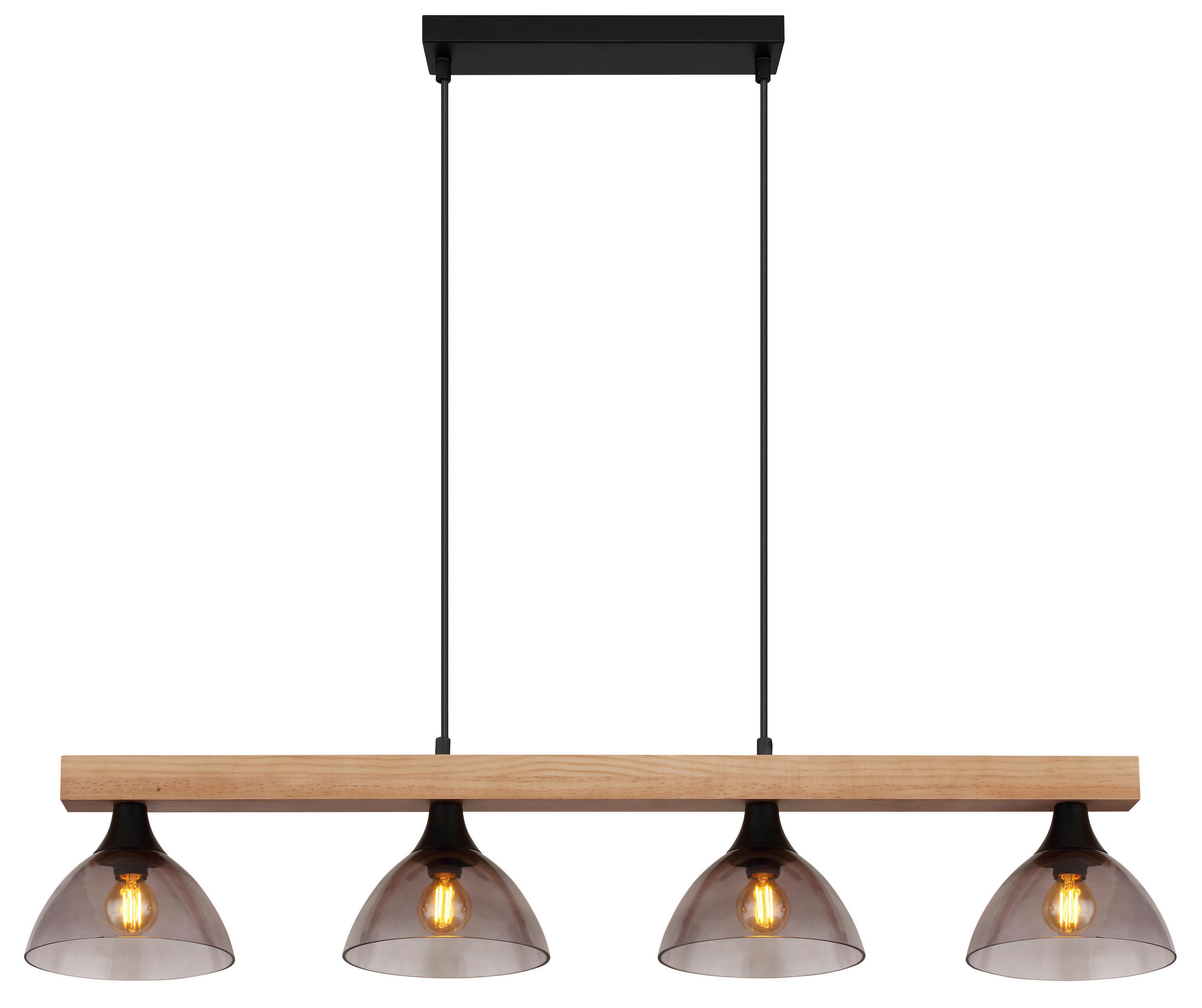 FÜGGŐLÁMPA 96/17/150 cm  - natúr színű/fekete, Natur, Üveg/fa (96/17/150cm) - Globo