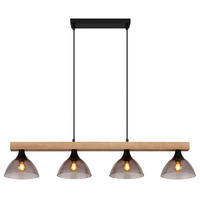 HÄNGELEUCHTE 96/17/150 cm  - Schwarz/Naturfarben, Natur, Glas/Holz (96/17/150cm) - Globo