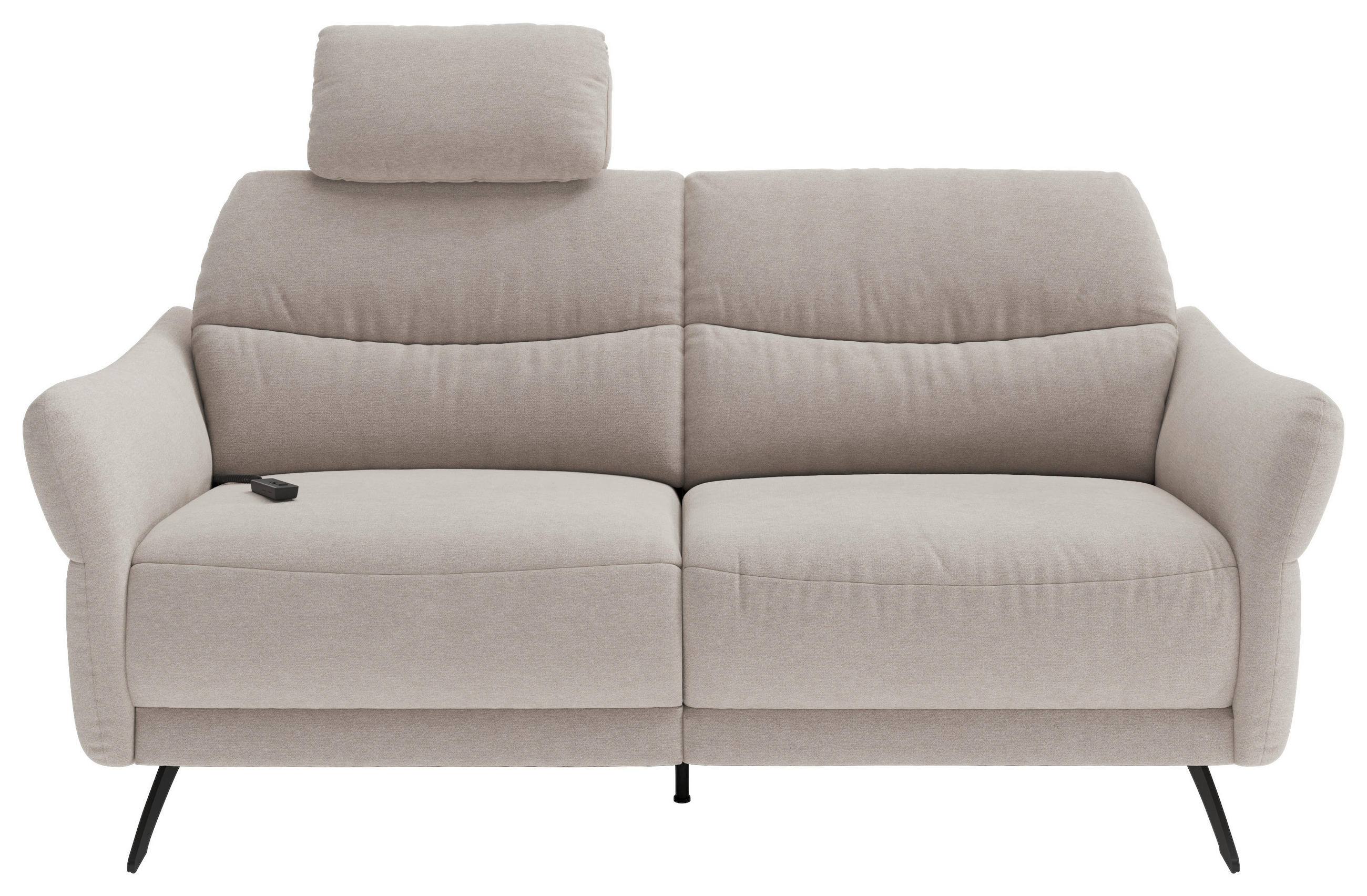3-SITZER-SOFA  in Flachgewebe Sandfarben  - Sandfarben/Schwarz, KONVENTIONELL, Textil/Metall (196/91/92cm) - Pure Home Comfort