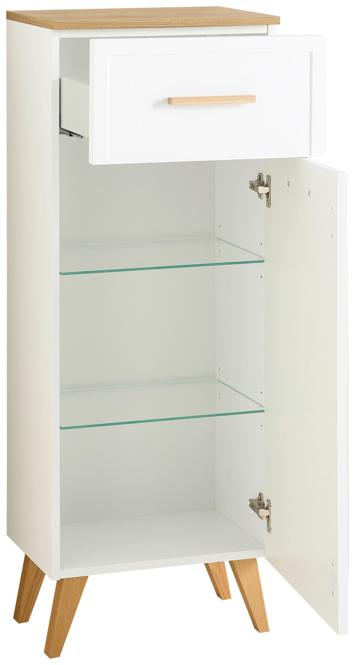 MIDISCHRANK 45,2/104/32,5 cm  - Eichefarben/Weiß, KONVENTIONELL, Glas/Holz (45,2/104/32,5cm) - Xora