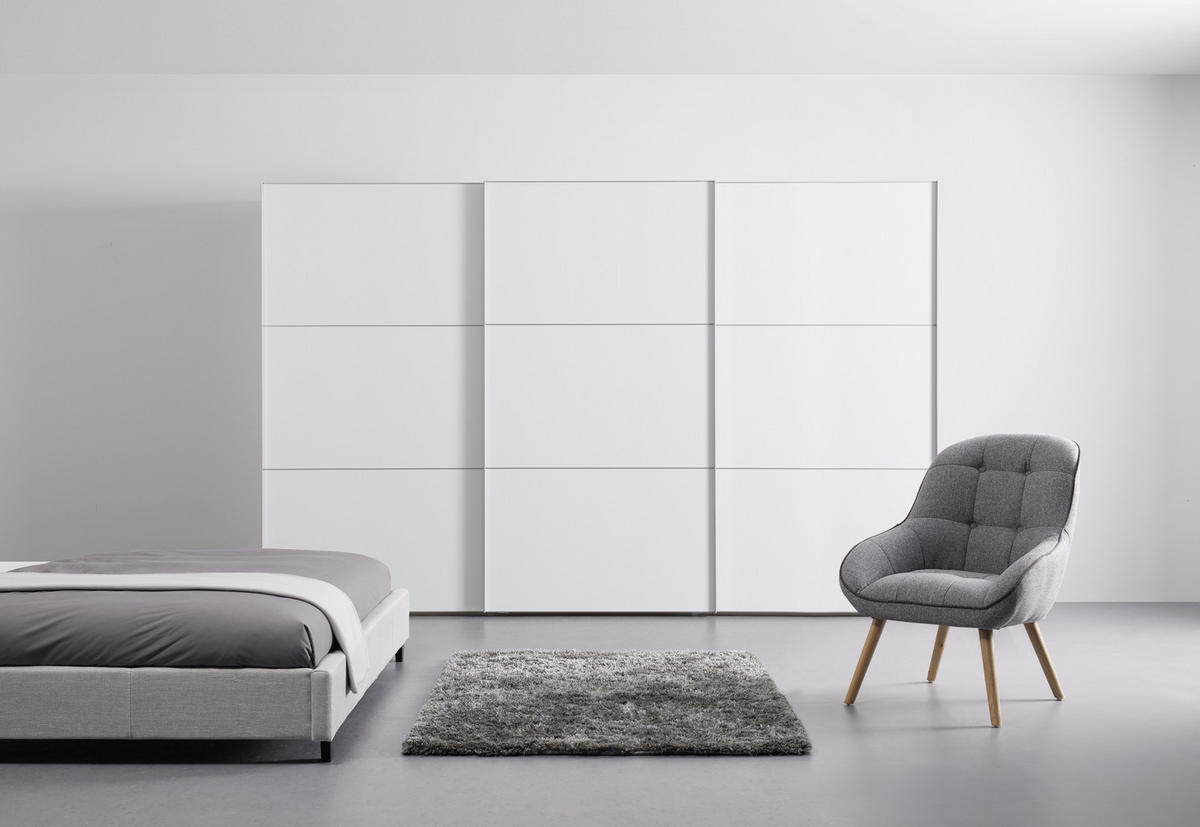 SCHWEBETÜRENSCHRANK in Weiss  - Weiss/Alufarben, Modern, Holzwerkstoff (336/222/68cm) - MID.YOU