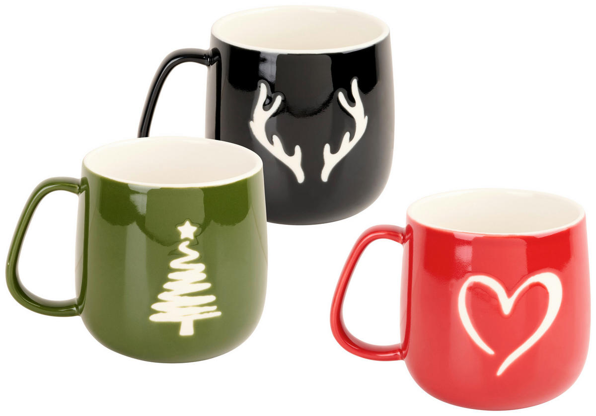 KAFFEEBECHER  450 ml   - Grün, LIFESTYLE, Keramik (9/9,7cm) - X-Mas