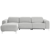 SEDEŽNA GARNITURA, pravo usnje svetlo siva  - barve kroma/svetlo siva, Design, kovina/usnje (177/292cm) - Pure Home Lifestyle
