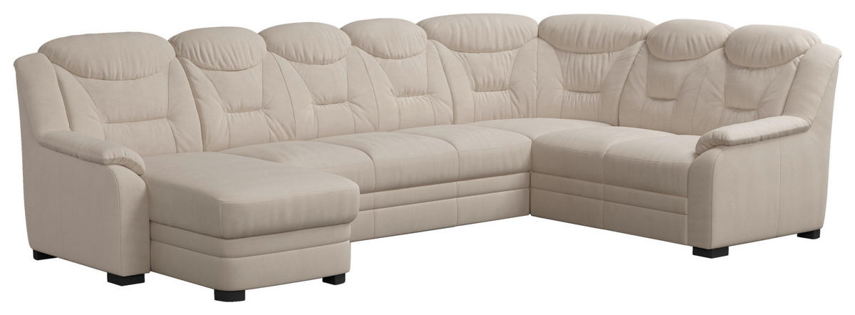WOHNLANDSCHAFT in Chenille Beige  - Beige/Schwarz, Basics, Kunststoff/Textil (162/330/211cm) - MID.YOU