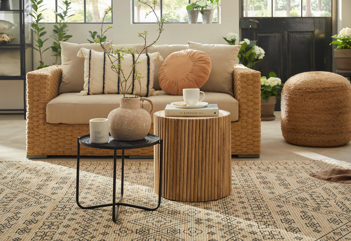 LOUNGE GARNITURA  prirodne boje   - prirodne boje, Moderno, metal/tekstil (122/69/46cm)