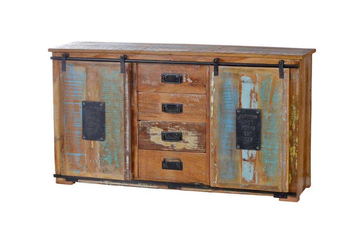 SIDEBOARD  150/81/38 cm 4 Schublade(n)  - Multicolor/Schwarz, Design, Holz/Metall (150/81/38cm) - MID.YOU