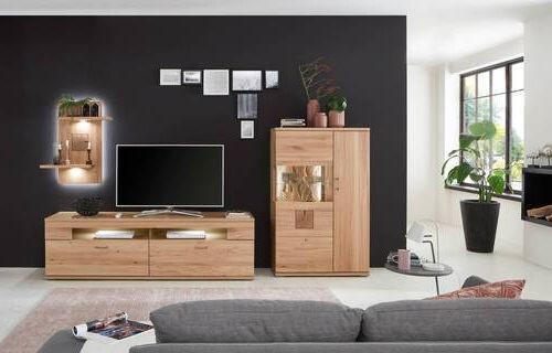 WOHNWAND  in Alteiche 317,1/171/50,2 cm  - Alteiche/Silberfarben, Konventionell, Glas/Holz (317,1/171/50,2cm) - Livetastic