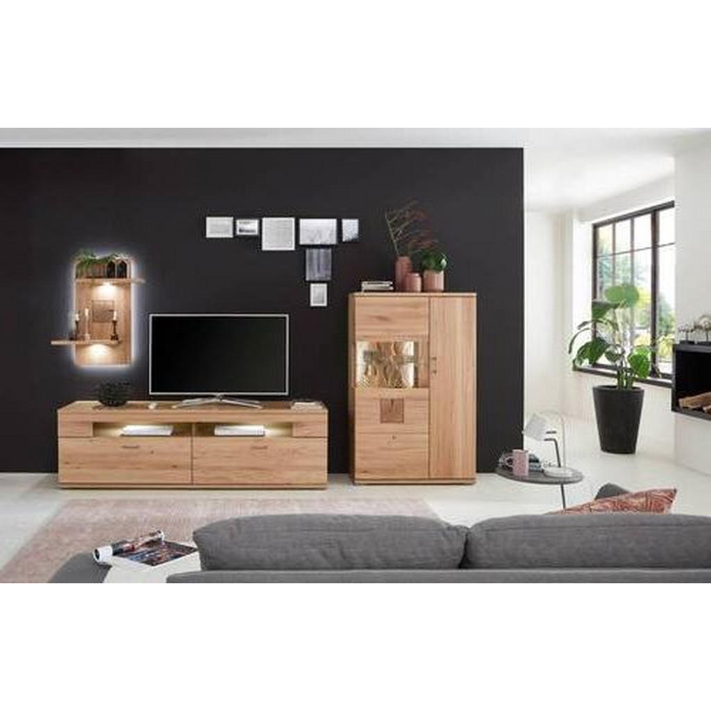 Thumbnail - Livetastic Wohnwand, Alteiche, Metall, Eiche, massiv, 6 Fächer, 2 Schubladen, 317.1x171x50.2 cm, Made in EU, Beimöbel er...
