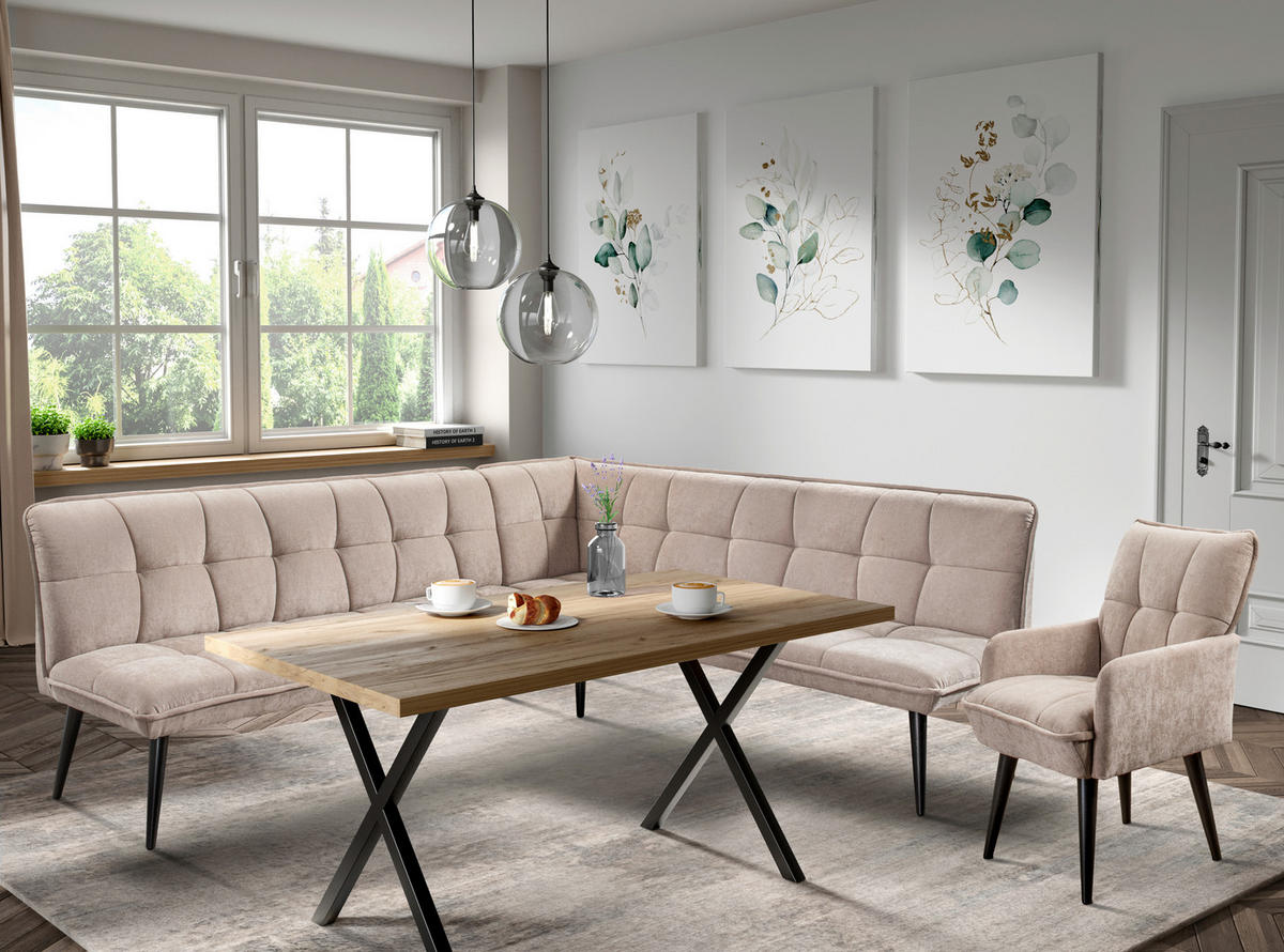 STOLICA S NASLONOM ZA RUKE  bež  drvo, tekstil, drvni materijal      - bež/crna, Moderno, drvni materijal/drvo (57/93/75cm) - Livetastic