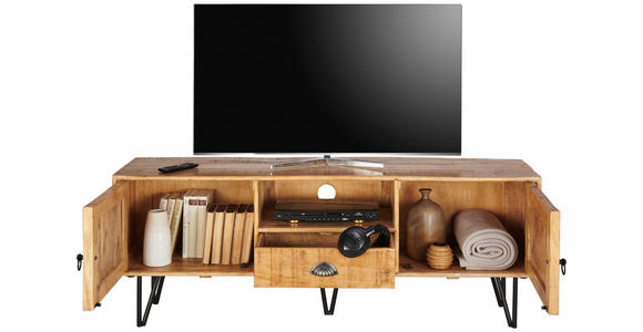 LOWBOARD in 145/53/40 cm - Hellbraun/Schwarz, LIFESTYLE, Holz/Metall (145/53/40cm) - Landscape